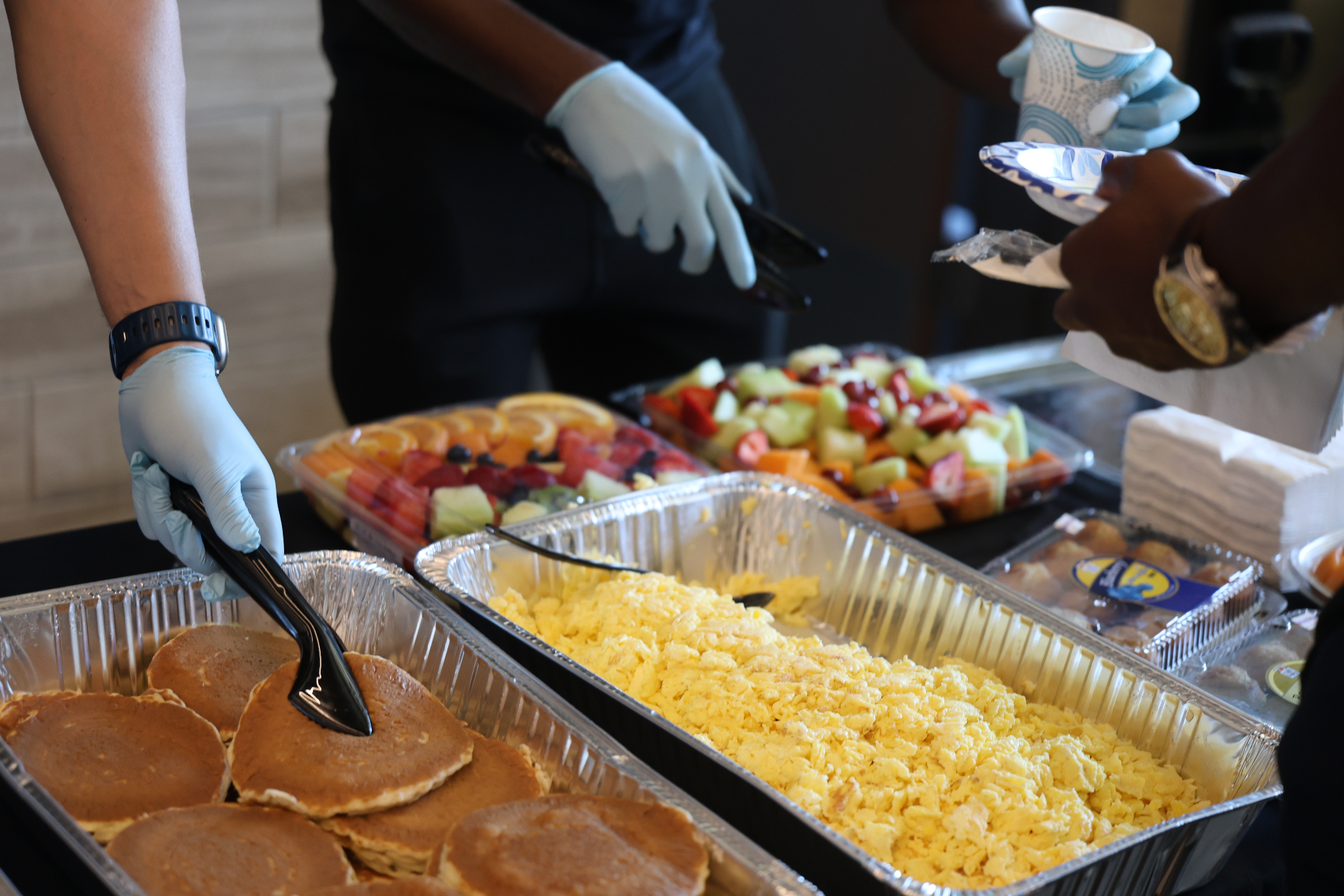 Breakfast spread at the men's gathering