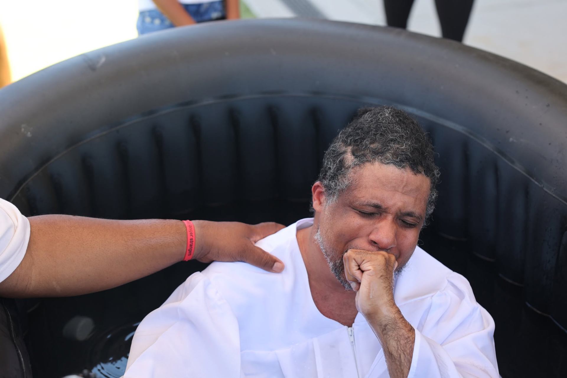 Man being baptized